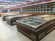 a carne/peixes longos de 2.1M indica o congelador, congelador da ilha do supermercado pintado material